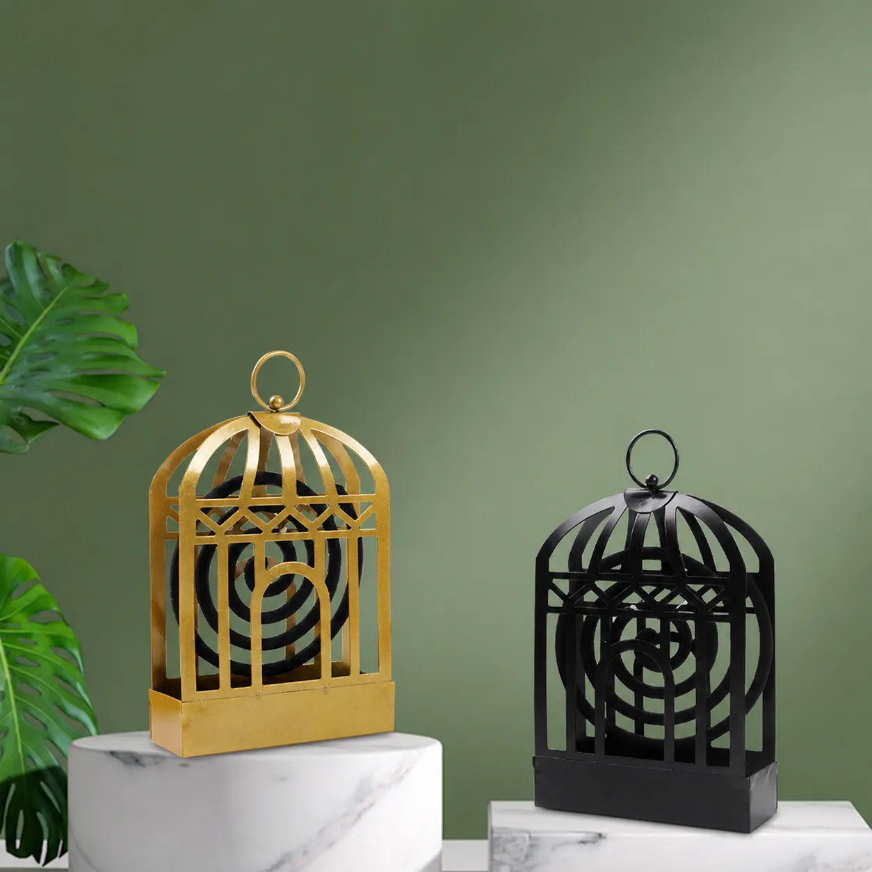 Porte-Spirale Anti-Moustiques en Fer Forge Style Nordique Cage a Oiseaux Ignifuge Decoration de Maison