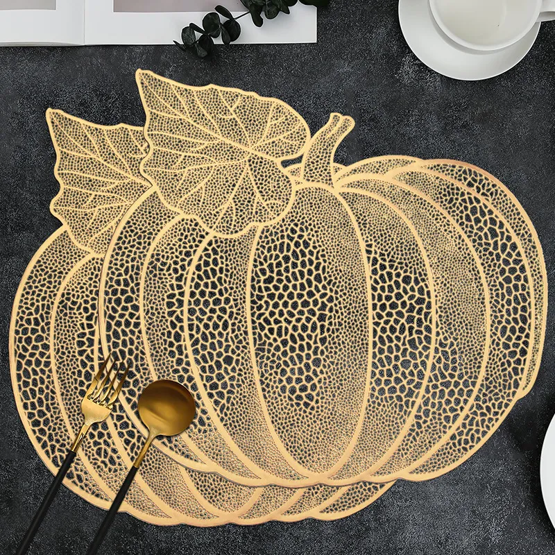 Nordic Style Hollow PVC Pumpkin Placemat Waterproof Non-Slip Table Mat Decorative Western Dining Table Mat For Home Kitchen