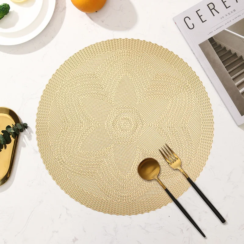 Tovaglietta di Girasole in PVC Traforato Resistente al Calore Decorazione Tavolo Moderno Minimalista Oro Argento Rosso