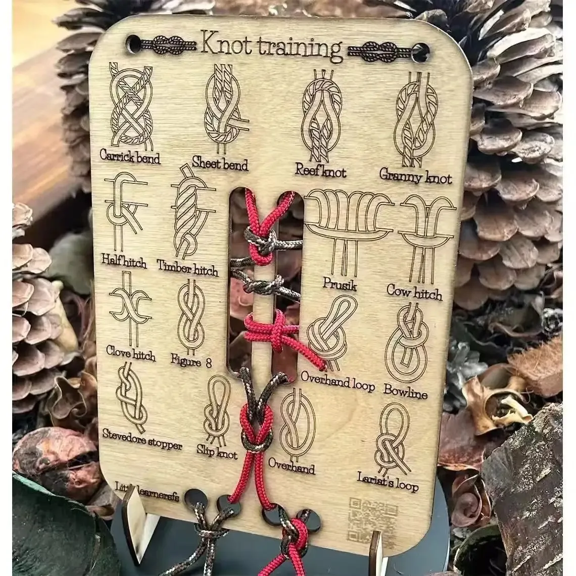 Outdoor Überleben Camping Knoten Praxis Werkzeug Holz Knoten Knüpfen Lernen Trainingsbrett mit Fallschirmseilen