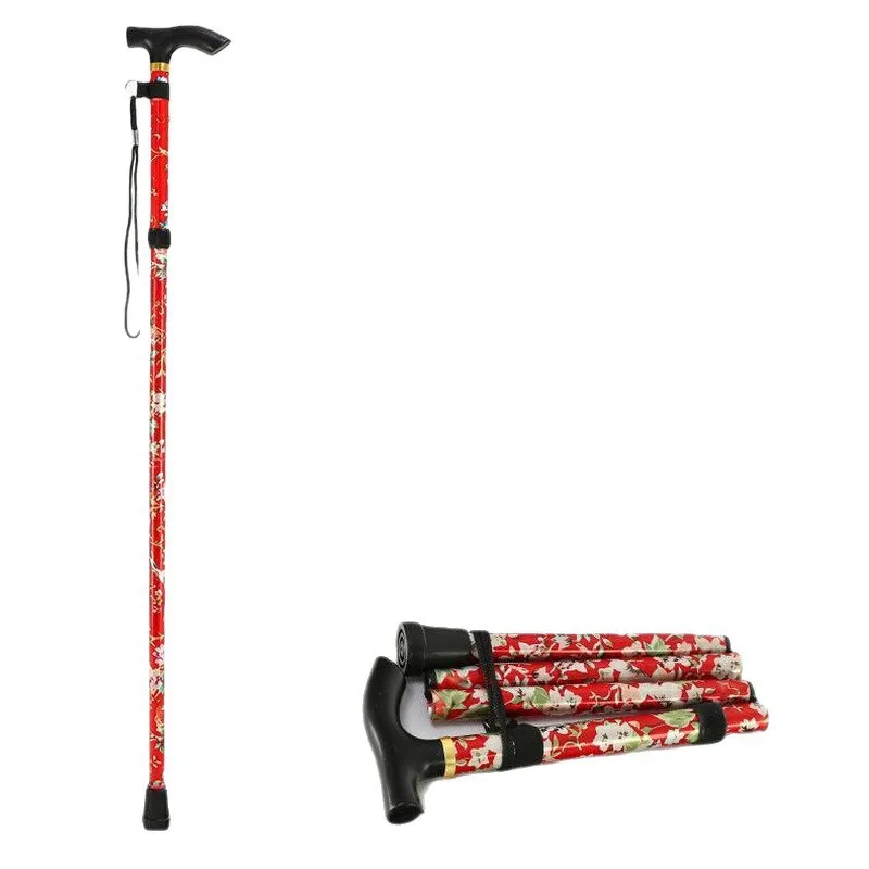 Outdoor Faltbarer Trekkingstock Leichte Aluminiumlegierung Wanderstock Rutschfester Teleskopierbarer Gehstock Für Senioren Wandern