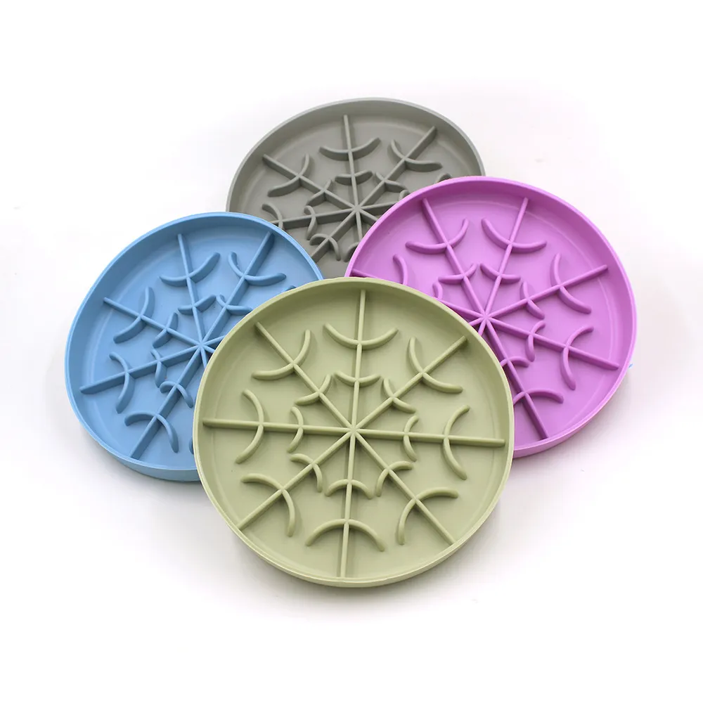 Gamelle Anti-Glouton pour Chien en Silicone Bol pour Animal de Compagnie Motif Flocon de Neige Ventouse Antidérapante Chiot Bol Lent