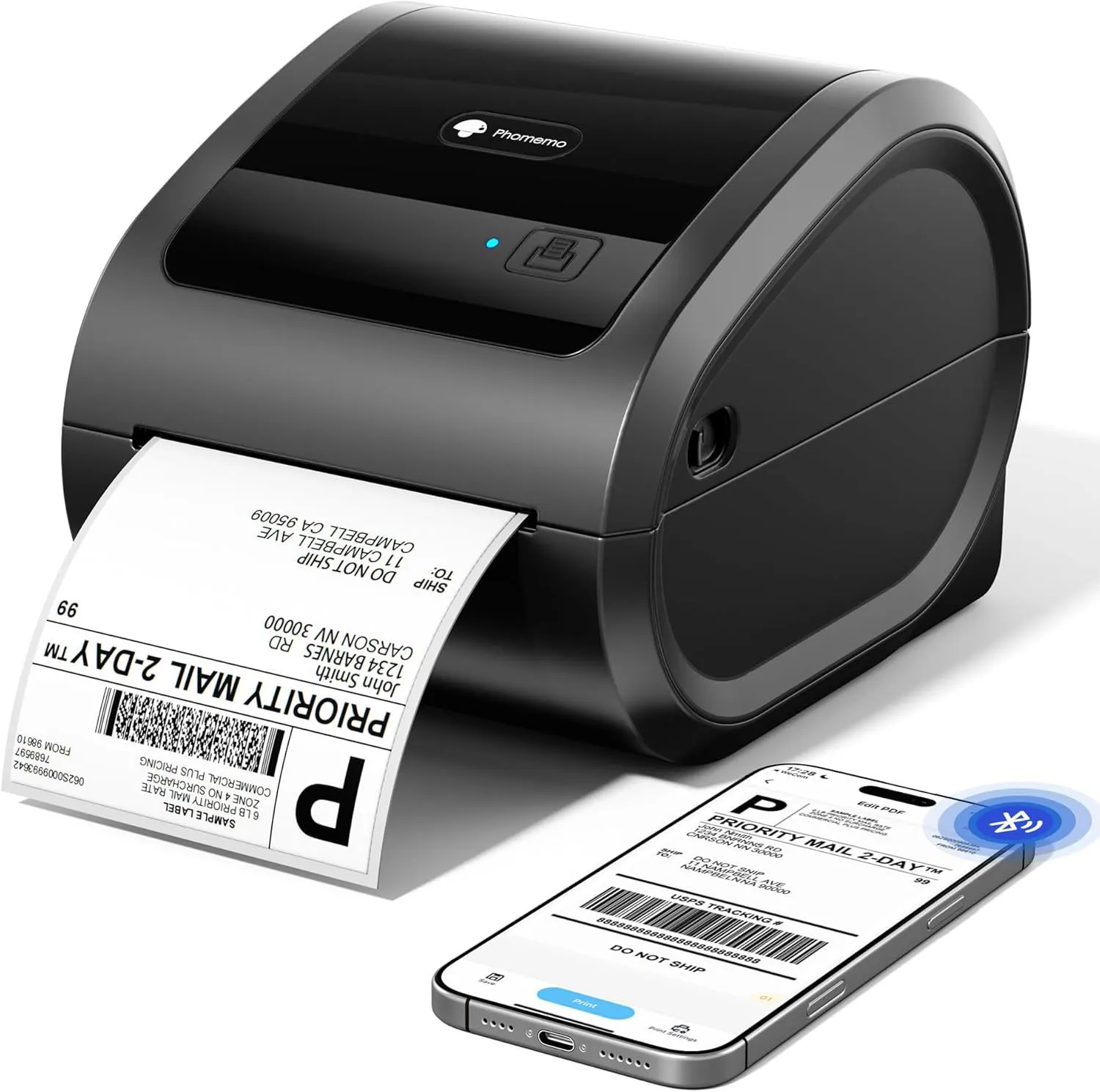 Wireless Thermal Shipping Label Printer Bluetooth High Speed Barcode Printer For Office Home Multi Size Labels