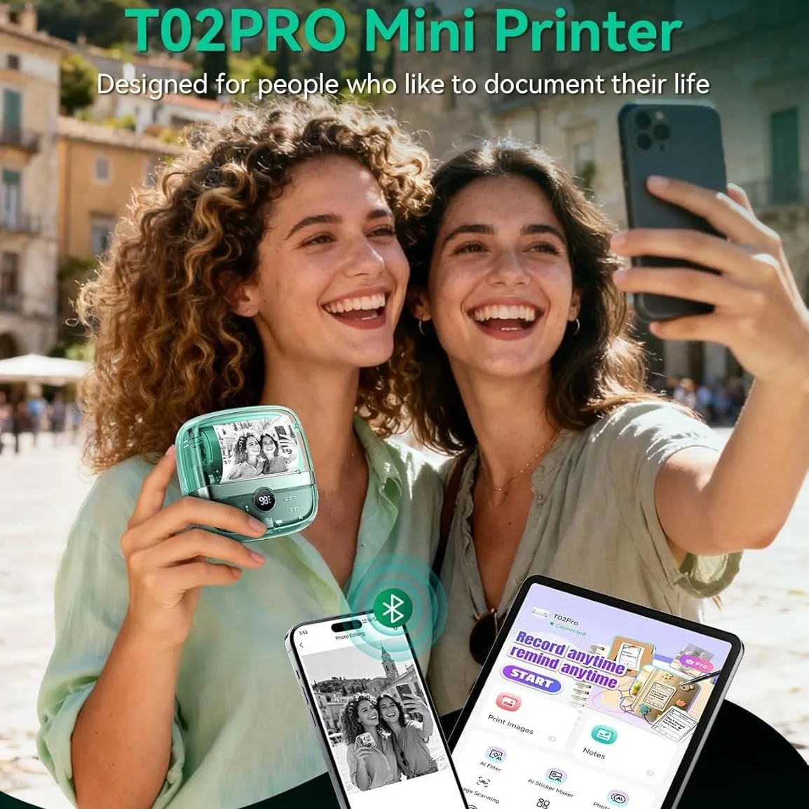Mini Portable Thermal Printer Wireless Bluetooth Inkless Pocket Printer For Wrong Questions Study Label Photo Printing