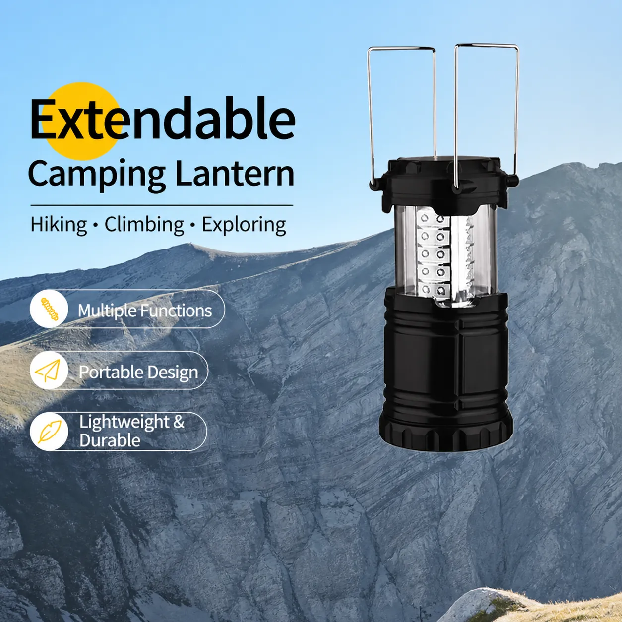 Draagbare Rekbare Campinglantaarn Buiten Tent Verlichting Handgedragen Nood Honden Wandelen Verlichting Lamp Werkt op Batterijen