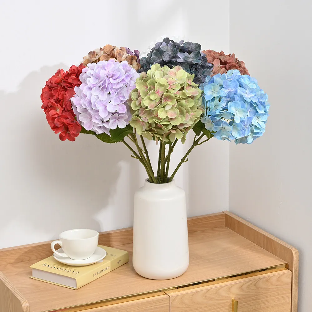 Artificial Silk Hydrangea Flower Single Branch Simulated Floral Arrangement For Wedding Party Home Room Decor