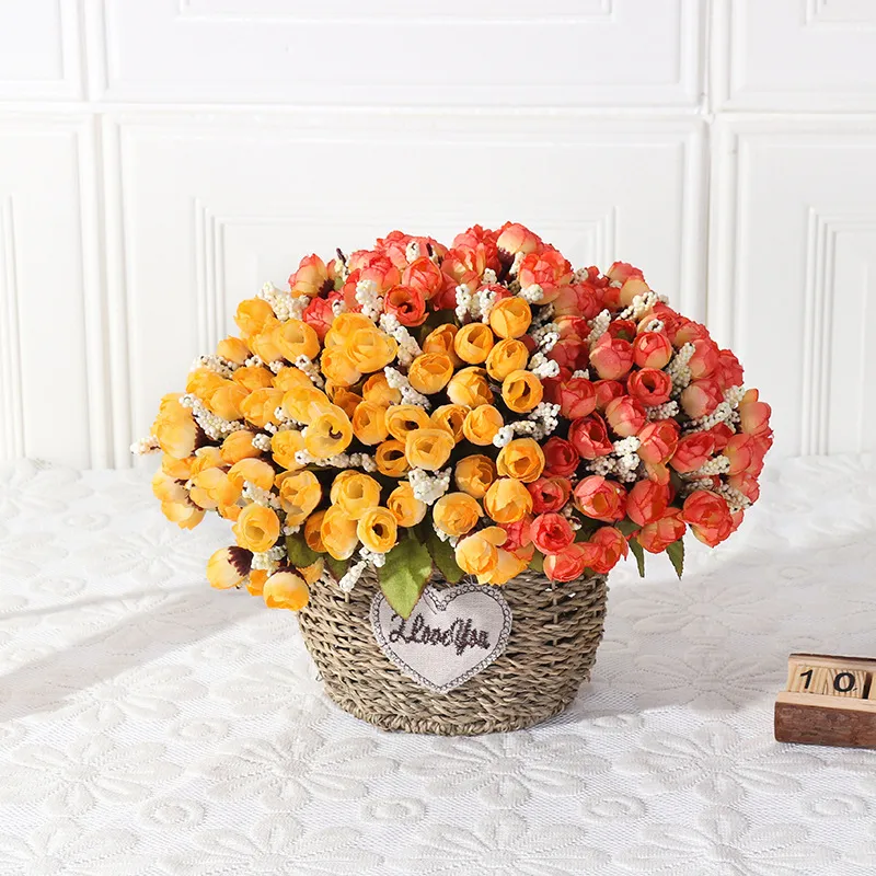 Künstlicher Seidenblumen Rosenstrauß 15 Köpfe Herbst Stern Knospen Für Haus Hochzeit Party Dekor
