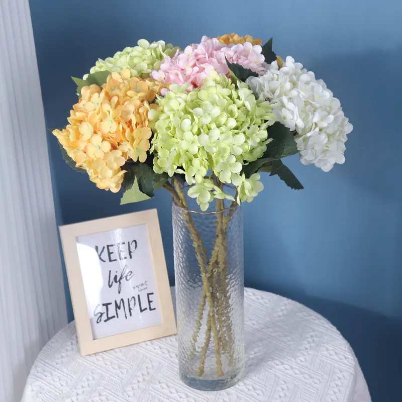 Bouquet de Fleurs Artificielles en Soie Hortensia 11 Fourches Mini Fusses Fleurs Pour Décoration d'Intérieur Fête de Mariage Arrangement Floral