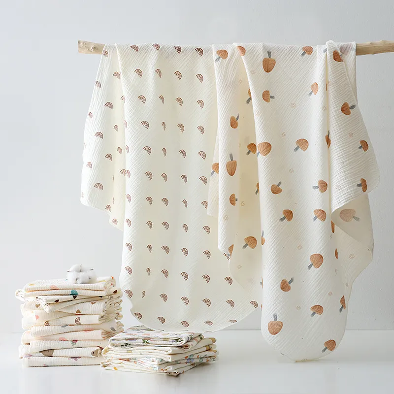 Couverture d'Emmaillotement en Gaze de Coton Douce pour Nouveau-né Serviette de Bain pour Bébé