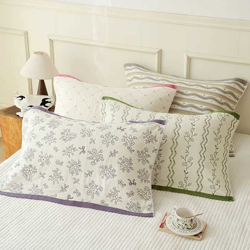 Soft Cotton Gauze Pillow Towel Breathable Sweat-Absorbing Pillow Cover Adult Household Pillow Protector Bedding Linens