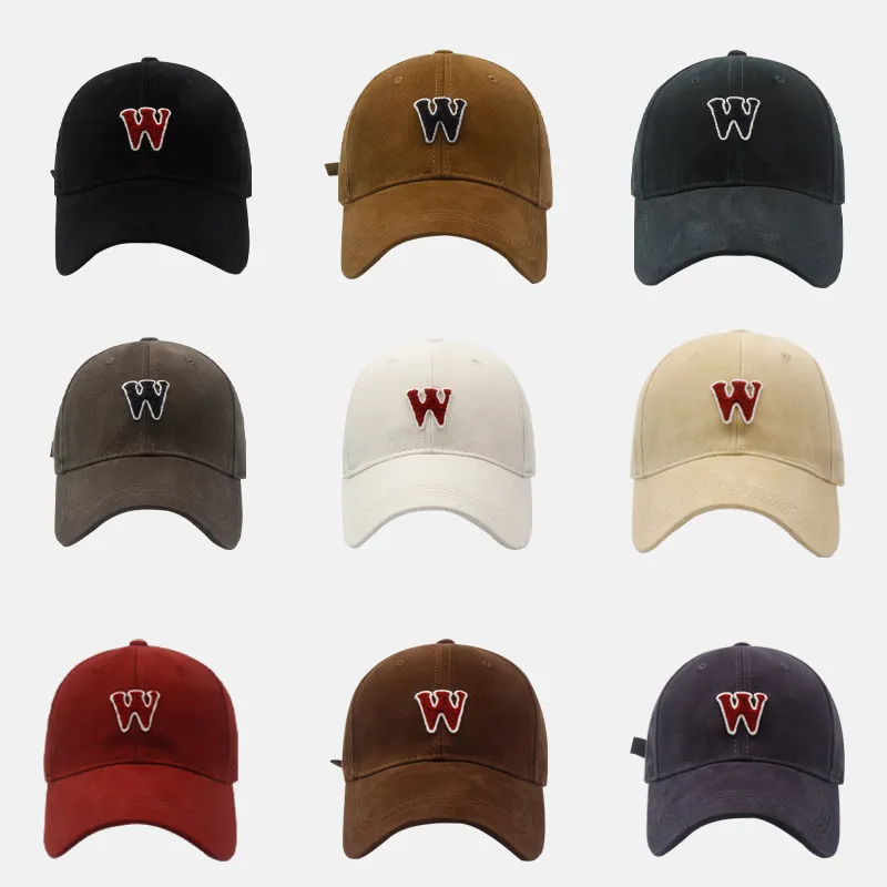 Gorra de Béisbol de Algodón Ajustable Unisex Letra W Bordada Sombrero Casual de Protección Solar Deportes al Aire Libre Ala Curva