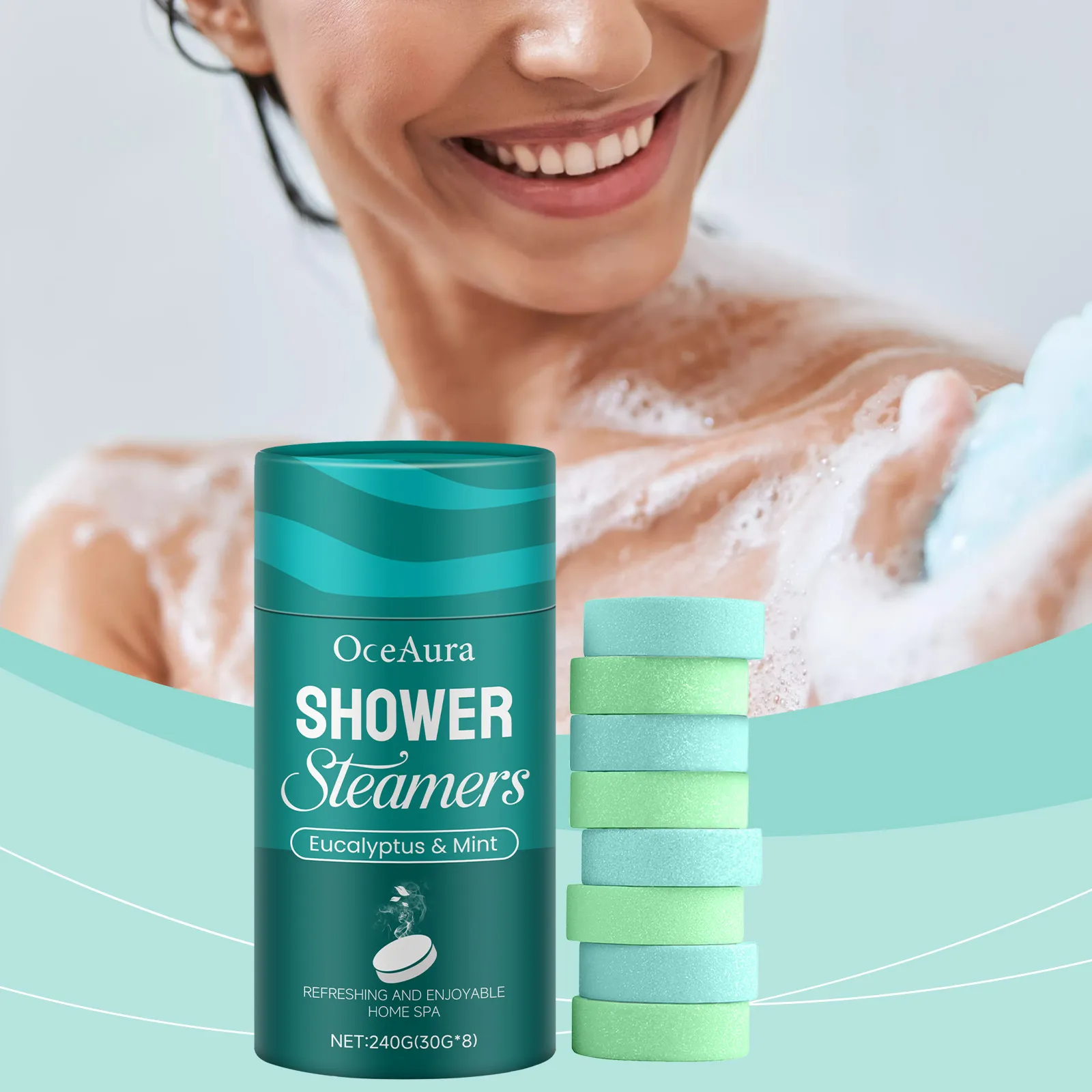 Pastiglie per Doccia Eucalipto e Menta Compresse da Bagno per Aromaterapia Fragranza Lunga Durata Spa Rilassante Cura Corpo
