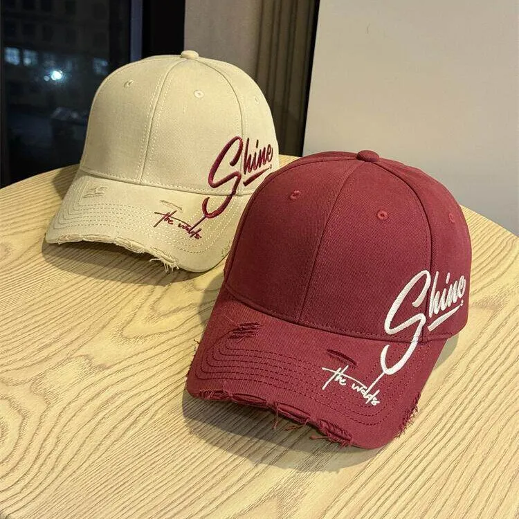 Damen Casual Baumwolle Baseballkappe Vintage Distressed Buchstabenbestickung Verstellbarer Sonnenschutz Outdoor Dad Hat