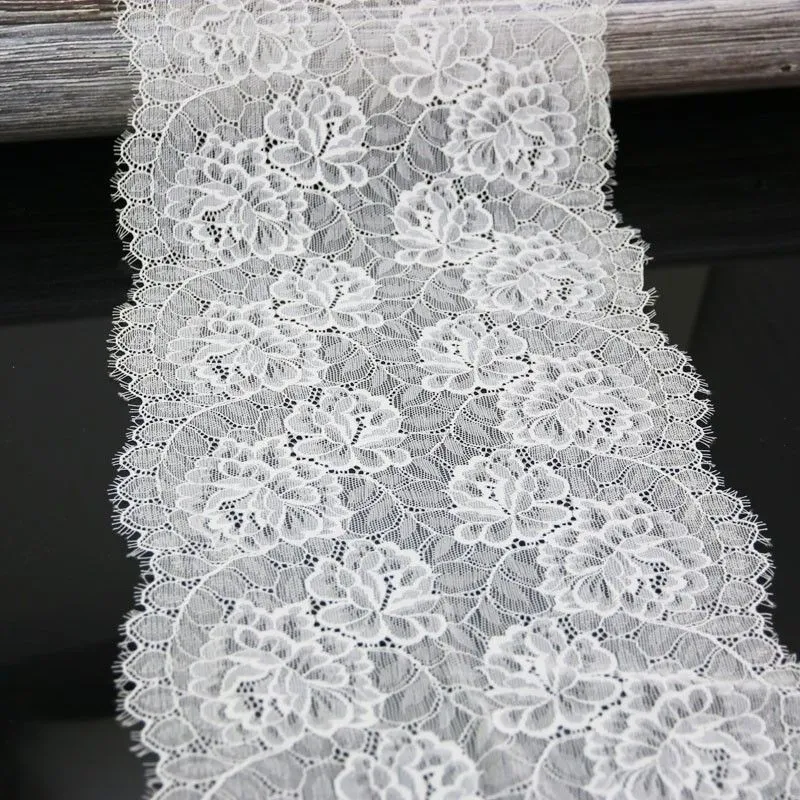 Nylon Lace Trim Elastic Fabric For Sewing Dress DIY Home Accessories Elegant Floral Pattern Wide Design