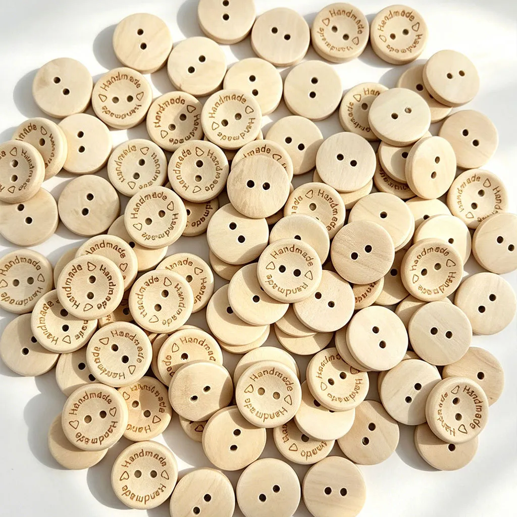 20mm 2 Holes Wooden Buttons Bowl Shaped Handmade Wood Buttons For DIY Sewing Craft Scrapbooking Garment Accessories