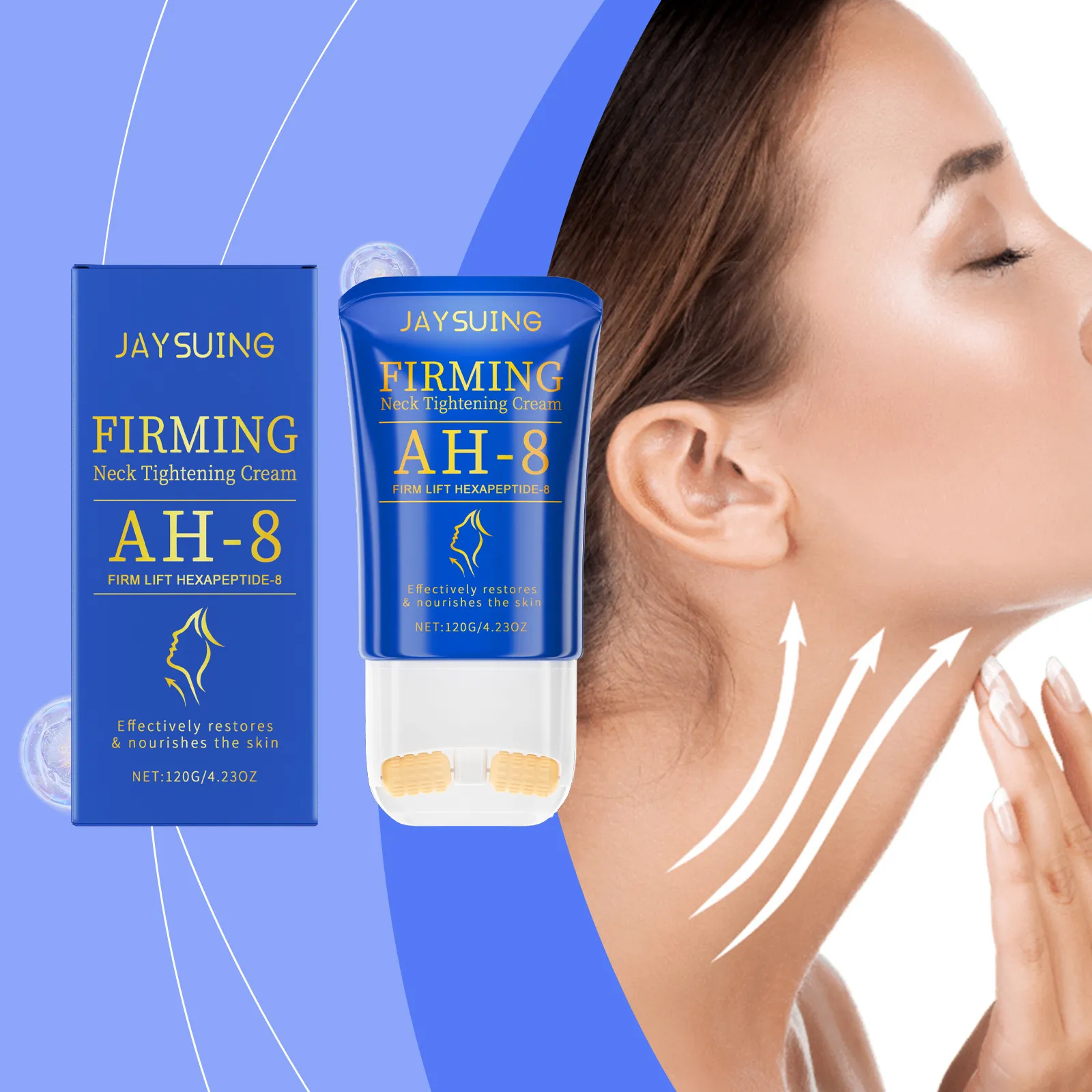 Firming Neck Cream Anti-Aging Anti-Wrinkle Moisturizing Nourishing Neck Skin Care With Roller Massager