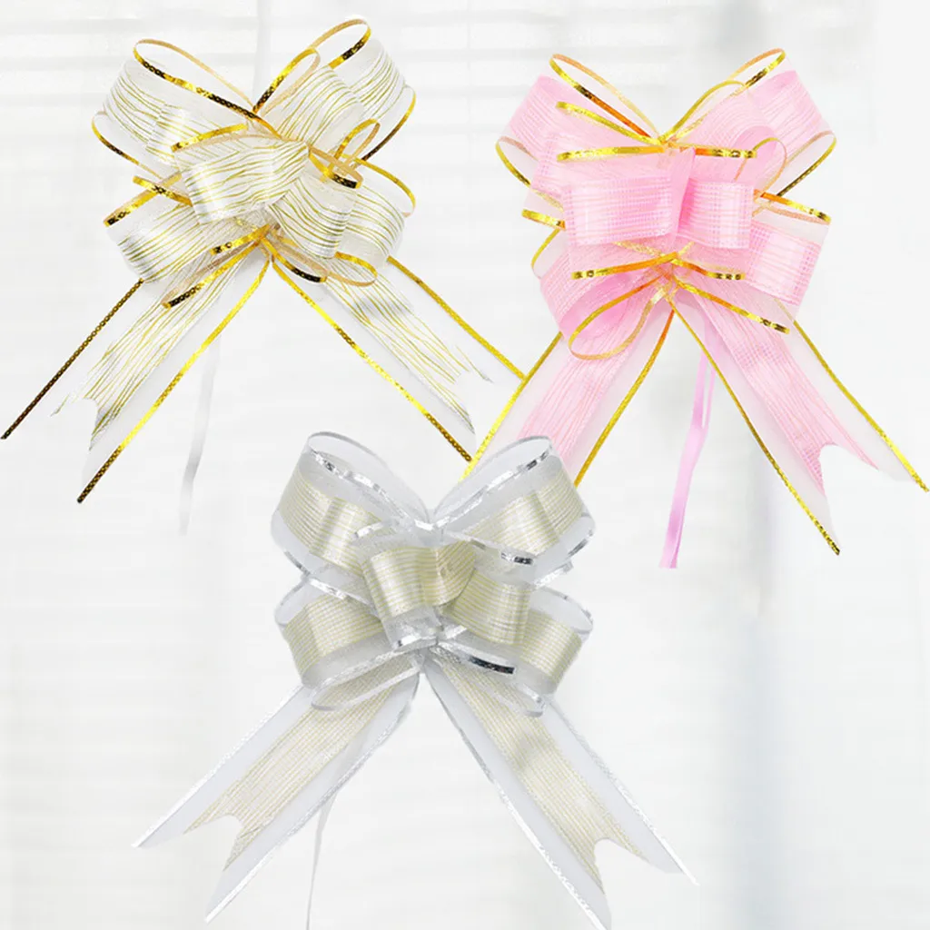 Lazos de Organza con Borde Dorado Embalaje de Regalo Decorativos DIY Lazos Para Fiesta de Boda Accesorios Artesanales