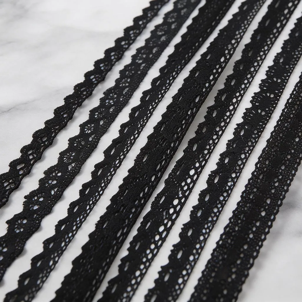 Black Cotton Lace Trim Ribbon Fabric For DIY Clothing Sewing Wedding Decoration And Gift Wrapping Craft Accessories