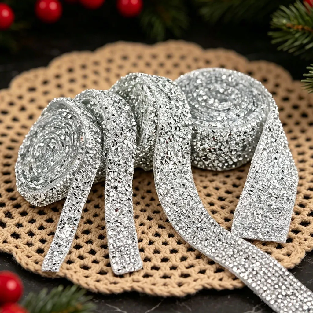 Sewing Decorative Crystal Rhinestone Hot Fix Glass Drill Trim Ribbon With Backing For DIY Garment Craft Accessories