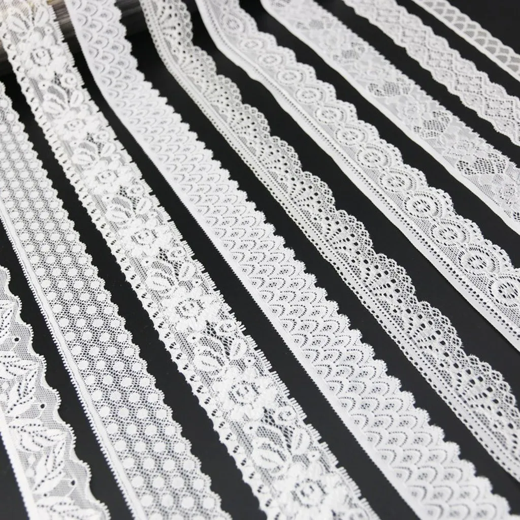White Elastic Lace Trim Ribbon Stretch Fabric For Sewing Garment DIY Craft Home Textile Clothing Decoration