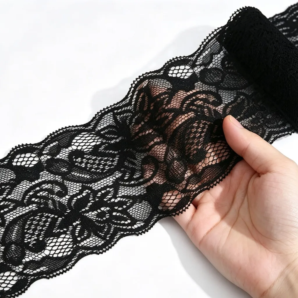 Elastic Lace Trim Fabric Nylon White Black DIY Sewing Wedding Dress Garment Decoration Craft Material