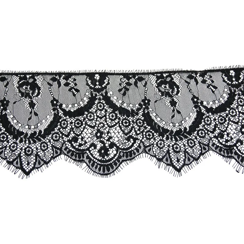 Black White Eyelash Lace Trim Ribbon Embroidered Floral Lace Fabric For DIY Sewing Craft Garment Accessories