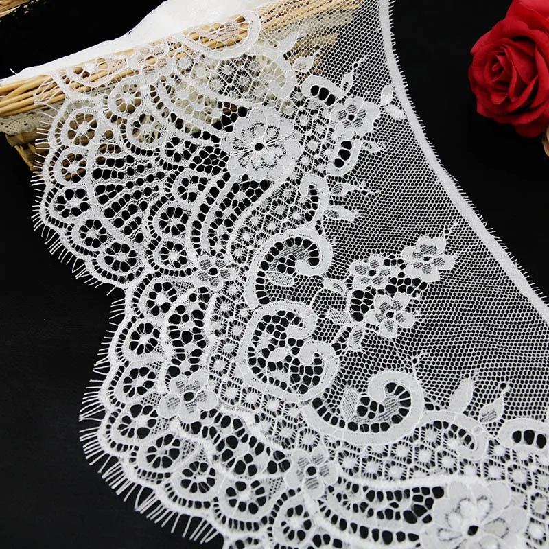 White And Black Eyelash Lace Trim Polyester Fabric Ribbon For DIY Clothing Sewing Decoration And Craft Projects
