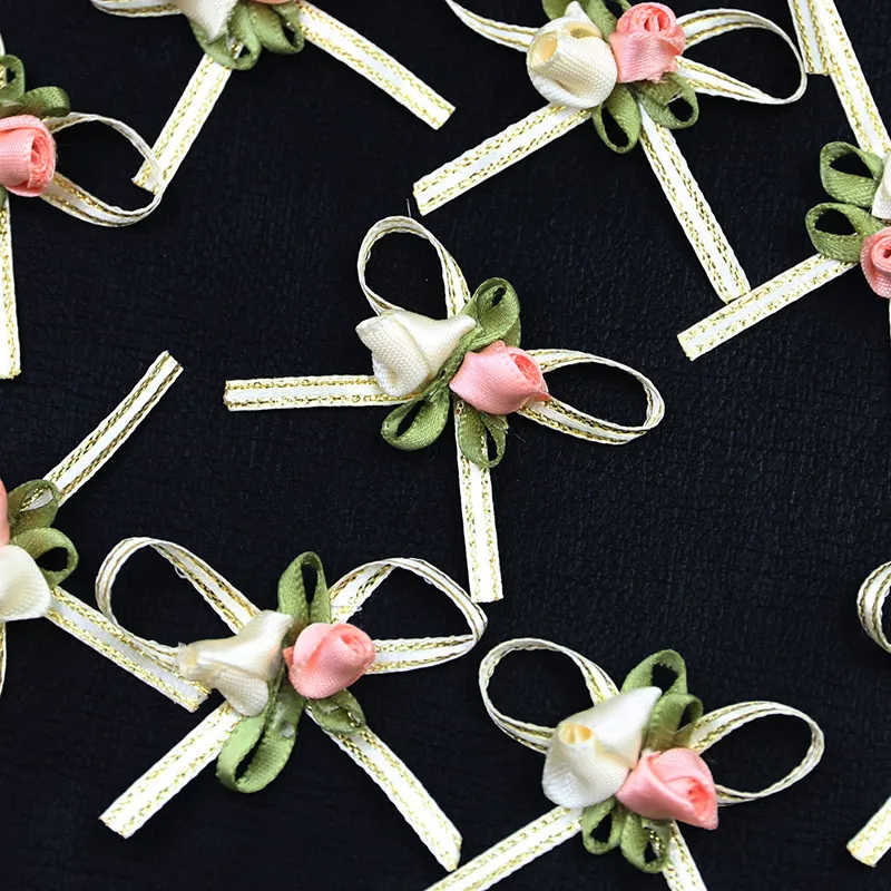 Handgemachte Polyester Band Schleifen Rosenknospe Stoff Schleifen Für Geschenkbox Hochzeit Party Dekoration DIY Handwerk Zubehör
