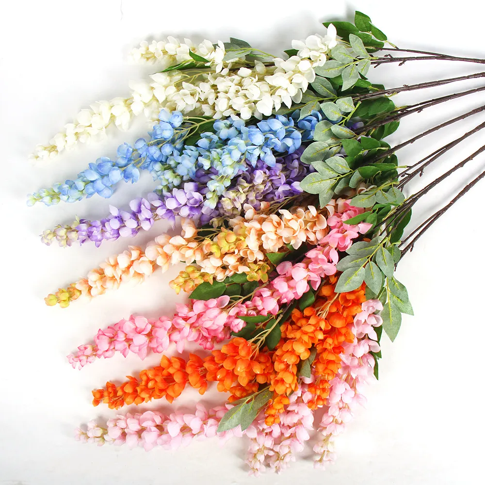 Künstliche Blauregen Blumen Zweige Seide Falsche Hängende Blumen Für Hochzeit Decke Innen Außen Heimdekoration Blumenarrangieren