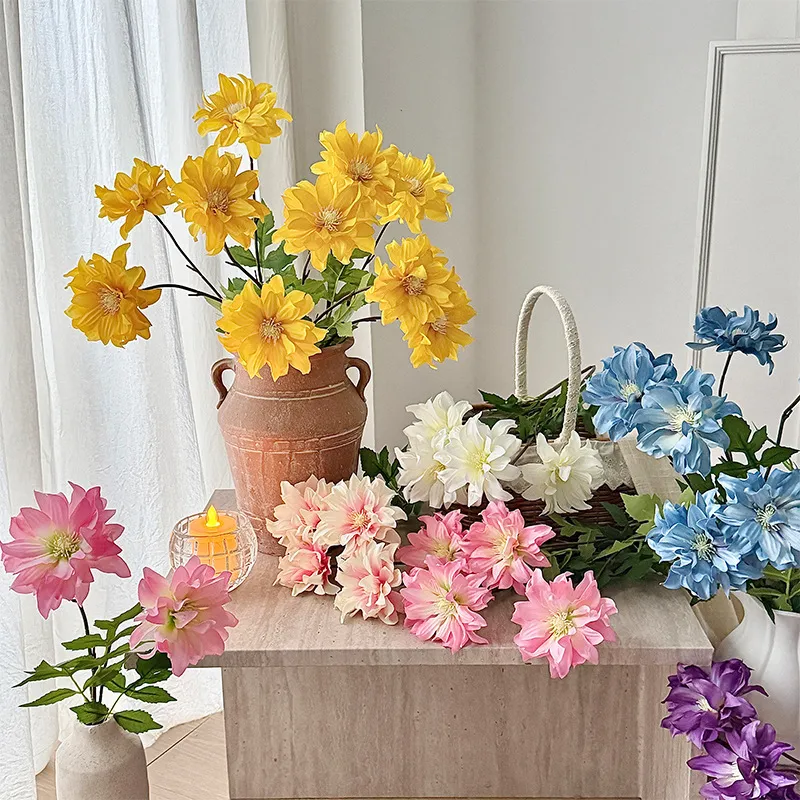 Künstliche Dahlien Blumen Seide Falsche Blumen Für Zuhause Wohnzimmer Tischdekoration Hochzeit Party Fotografie Requisiten