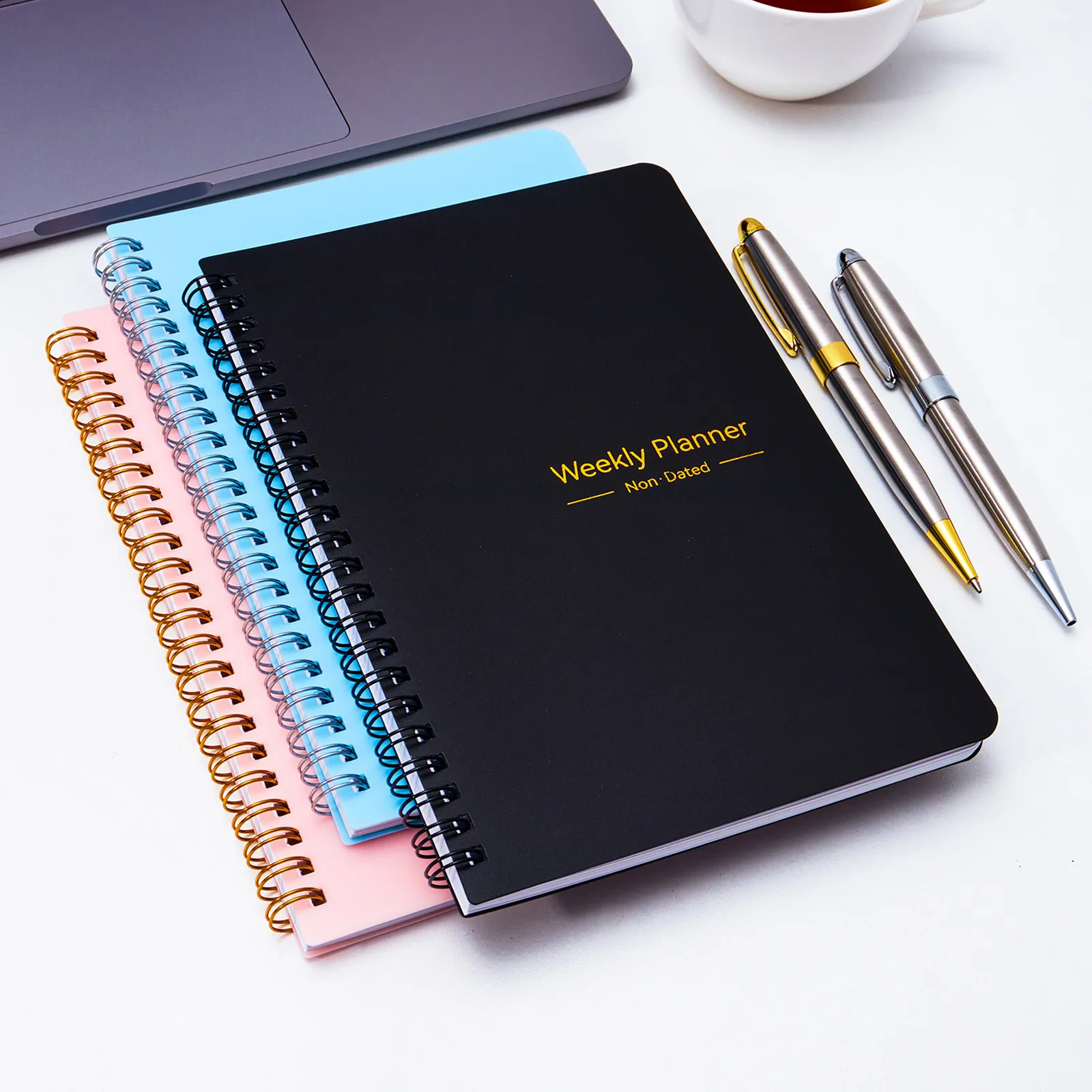 A5 Weekly Planner Undated Spiral Bound Notebook Weeks Schedule Book with To-Do List and Habit Tracker Thick Paper Waterproof Cover Office School Stationery