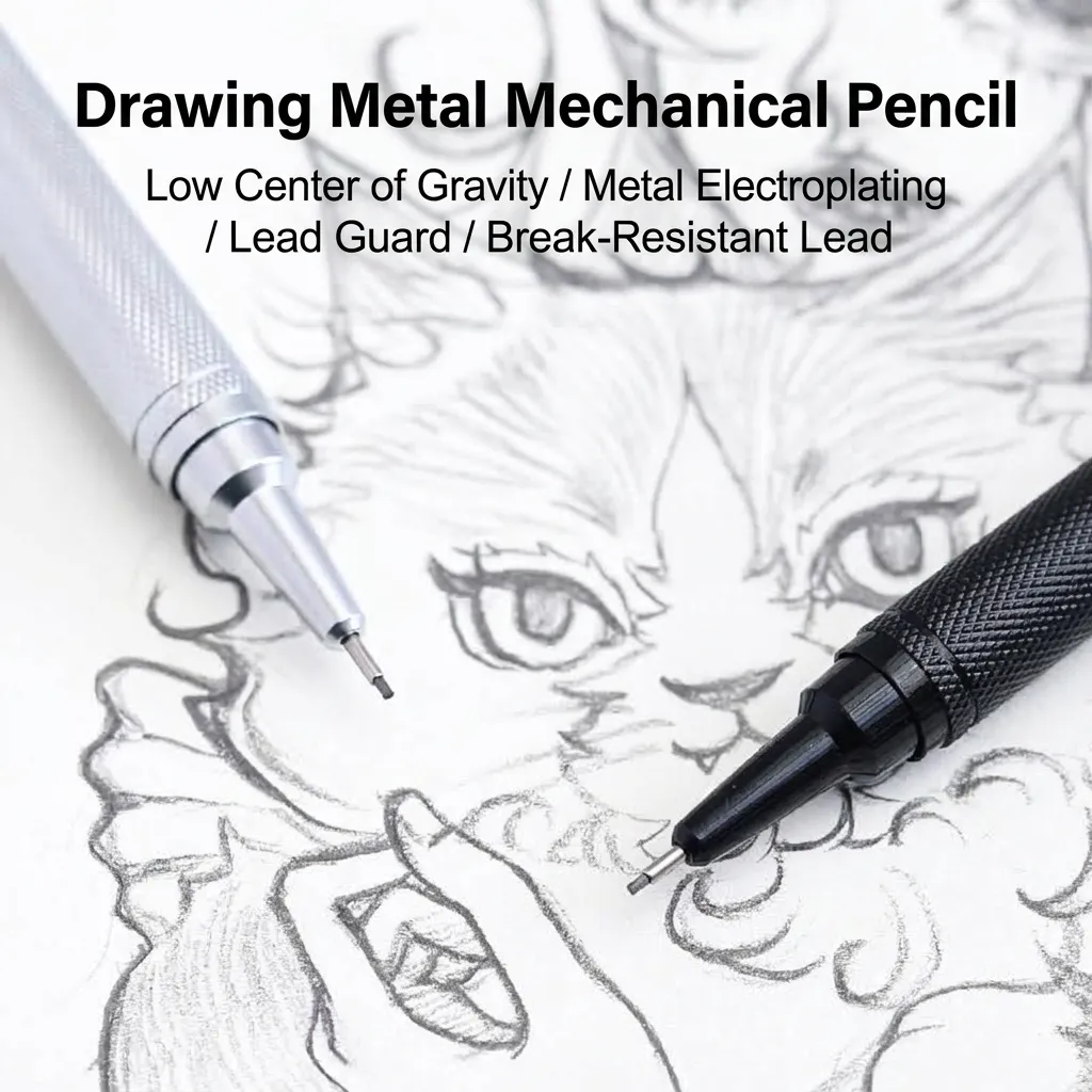 Professional Metal Mechanical Pencil For Drawing Sketching Low Center Of Gravity Non-Slip Grip Pencil For Students Artists