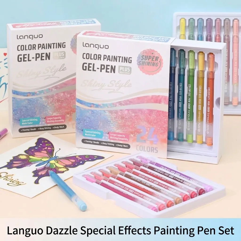 Languo Glitter Gel Pen Gift Collection High Gloss Drawing Markers For Journaling Art Painting Smooth Writing Bullet Tip Pens