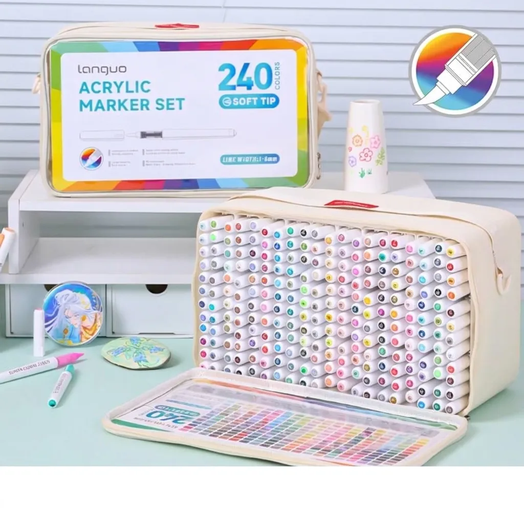 Acrylic Marker Set With Soft Brush Tip Direct Liquid Multicolor Painting Pens Gift Set For Art Students DIY Stone Shell Painting