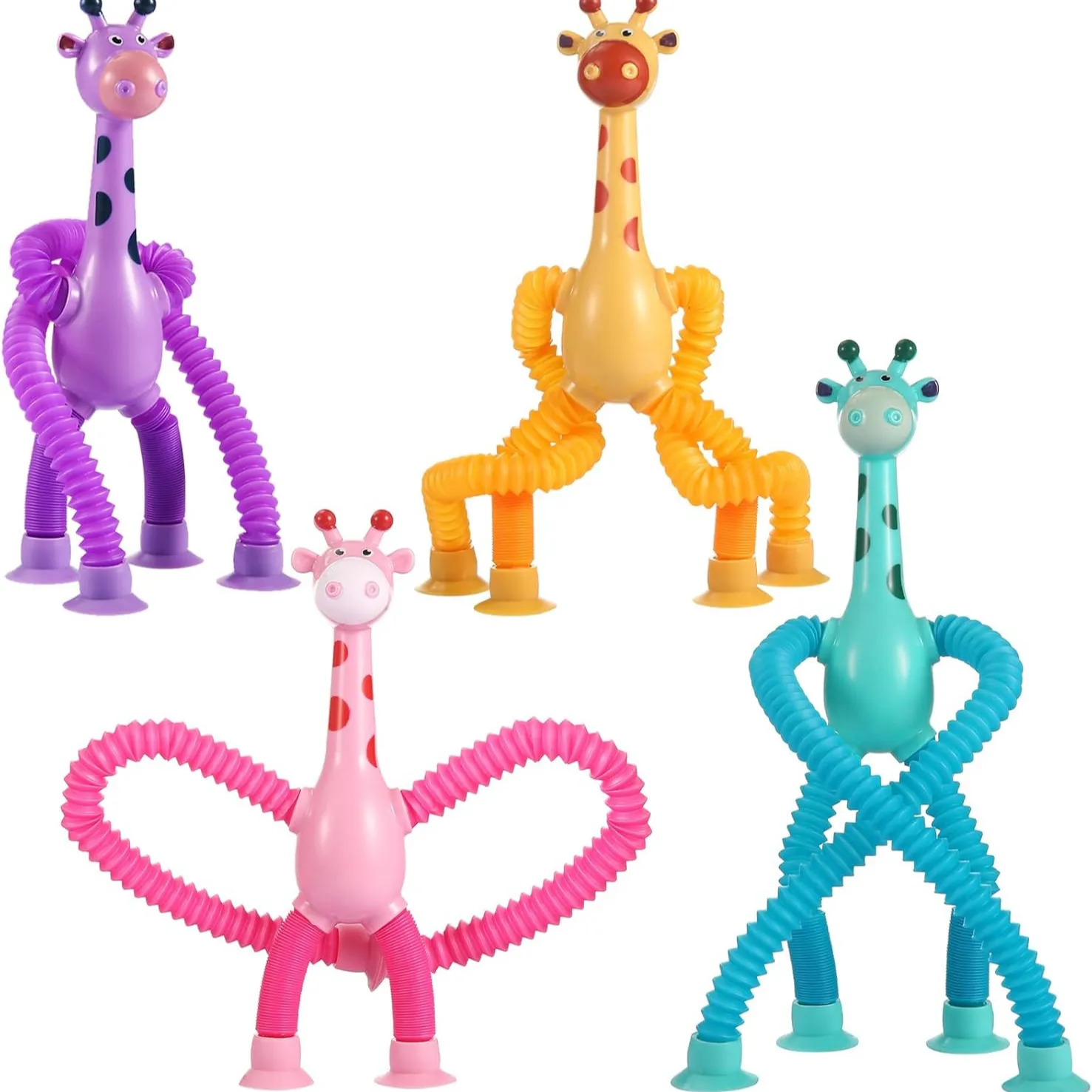 Cartoon Giraffe Teleskop Schreibtisch Spielzeug Mit Saugnapf Kunststoff Wellrohr Sensorisches Training Stressabbau Pop Tubes Spielzeug Für Kinder