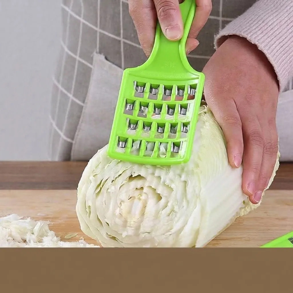 Trituradora Manual de Repollo Rallador de Verduras Doméstico Preparador de Relleno Dumplings Cuchillas de Acero Inoxidable Plástico Verde
