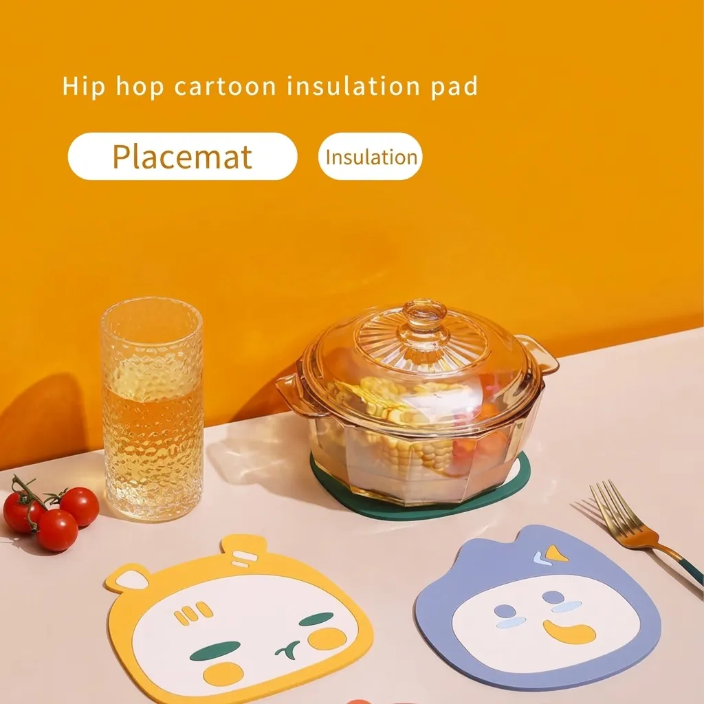 Cartoon Animal Shape Silicone Placemat Heat Resistant Anti Slip Table Mat Waterproof Bowl Cup Pad Home Kitchen Dining Accessories