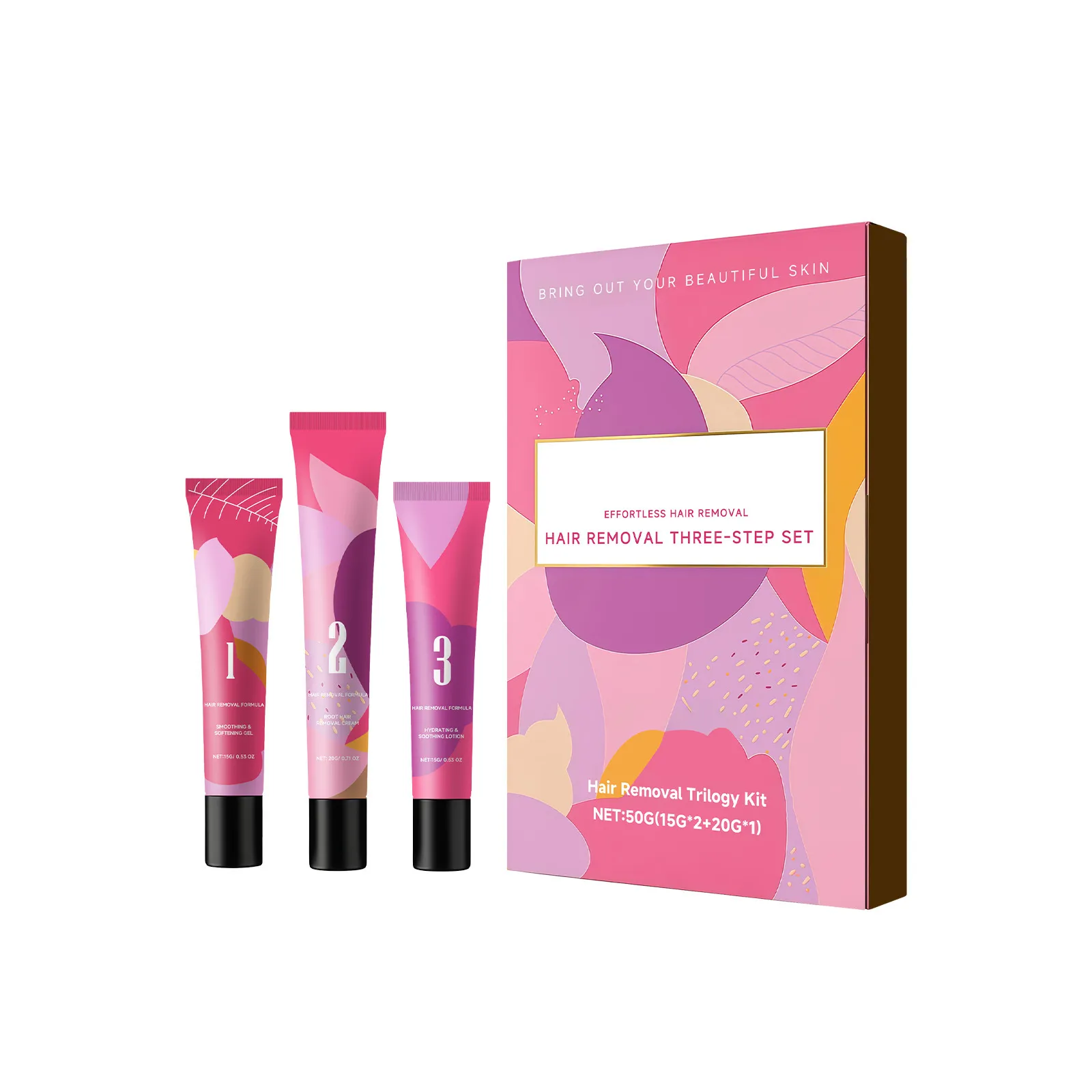 Facial Hair Removal Cream Trilogy Kit Gentle Skin Smoothing Gel Softening Epilator Cream Hydrating Soothing Lotion Set