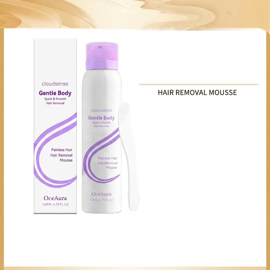 OceAura Mousse Épilatoire Sans Douleur Spray Mousse Épilateur Doux pour le Corps 140ml Avec Grattoir pour Bras Jambe Aisselle Soin Peau