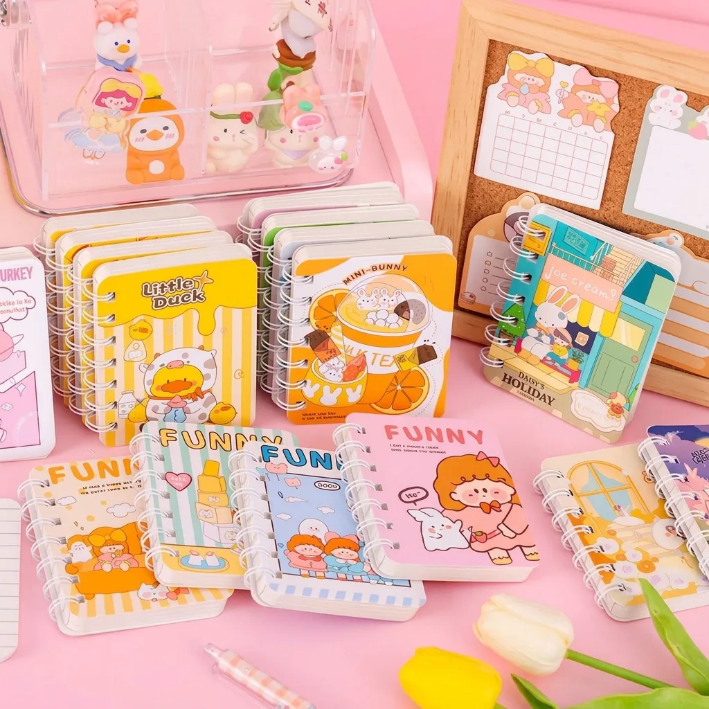 Cute Cartoon Animal Spiral Notebook Mini A7 Pocket Journal Diary Portable Memorandum Book Memo Pad For Students Daily Stationery Gift