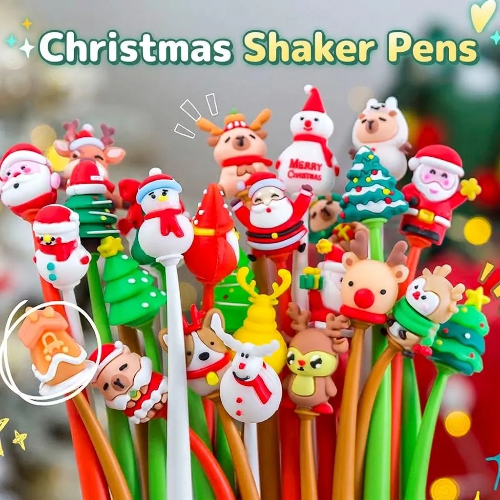 Cute Cartoon Christmas Silicone Wobble Gel Pen Holiday Theme Fine Point Writing Signature Pen School Office Supplies Stationary Gift