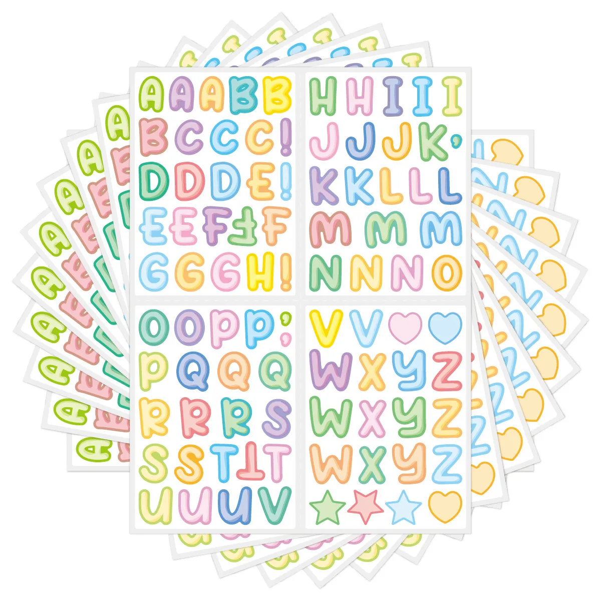Cartoon Colorful Alphabet Stickers Waterproof Vinyl Name Labels For Kids Cups Lunchboxes Handbook DIY Scrapbook Lettering