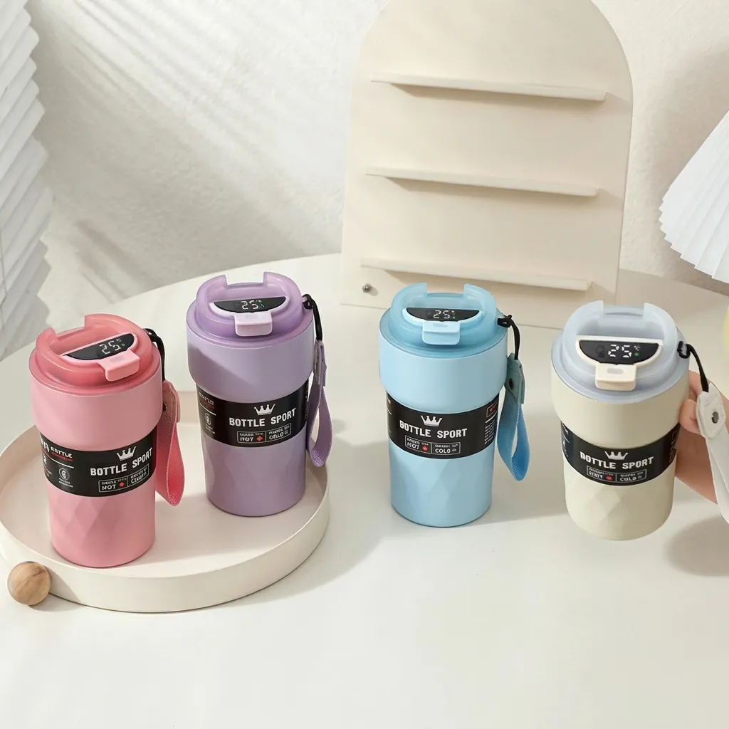 Smart LED Temperature Display Coffee Mug 304 Stainless Steel Vacuum Insulated Travel Thermos Portable Cup Leak-Proof For Office Car Outdoor