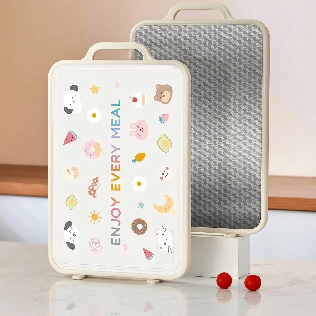 Double-Sided Stainless Steel And PP Cutting Board Antibacterial Mildew Proof Chopping Board With Handle For Kitchen Baby Food