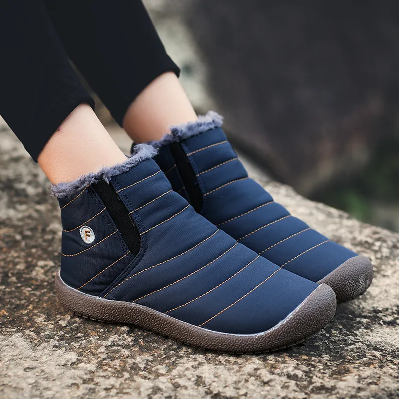 Unisex Winter Snow Boots Waterproof Fleece Lined Warm Outdoor Casual Cotton Shoes Non-Slip Ankle Boots For Men Women