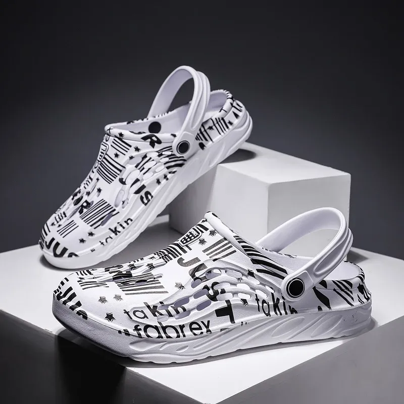 Herren Damen Sommer Outdoor Garten Clogs Lässige Graffiti Bedruckte EVA Strand Sandalen Zum Reinschlüpfen Wasserdichte Schuhe