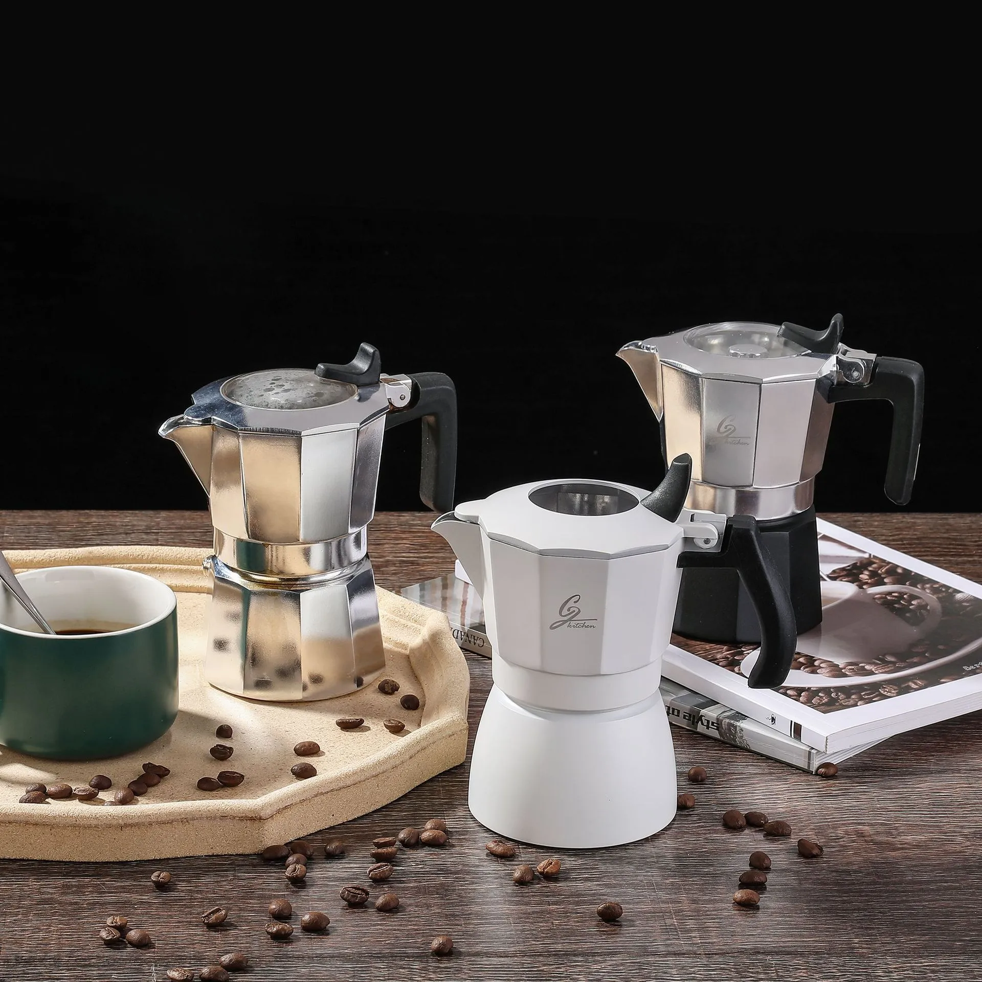 Aluminium Moka Pot Italienische Espressokocher Doppelventil Herdplatte Kaffeekanne Klassisches Achteck Espressomaschine Für Zuhause