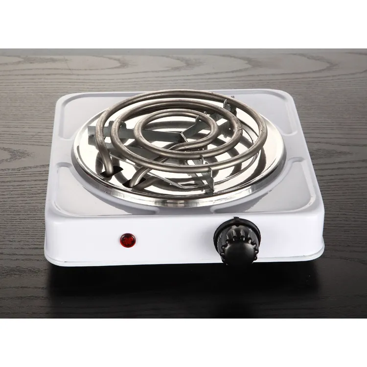 Stufa Elettrica Riscaldante 1000W Piastra Calda Portatile a Singolo Bruciatore Metallo Bianco Elettrodomestico da Cucina Controllo della Temperatura