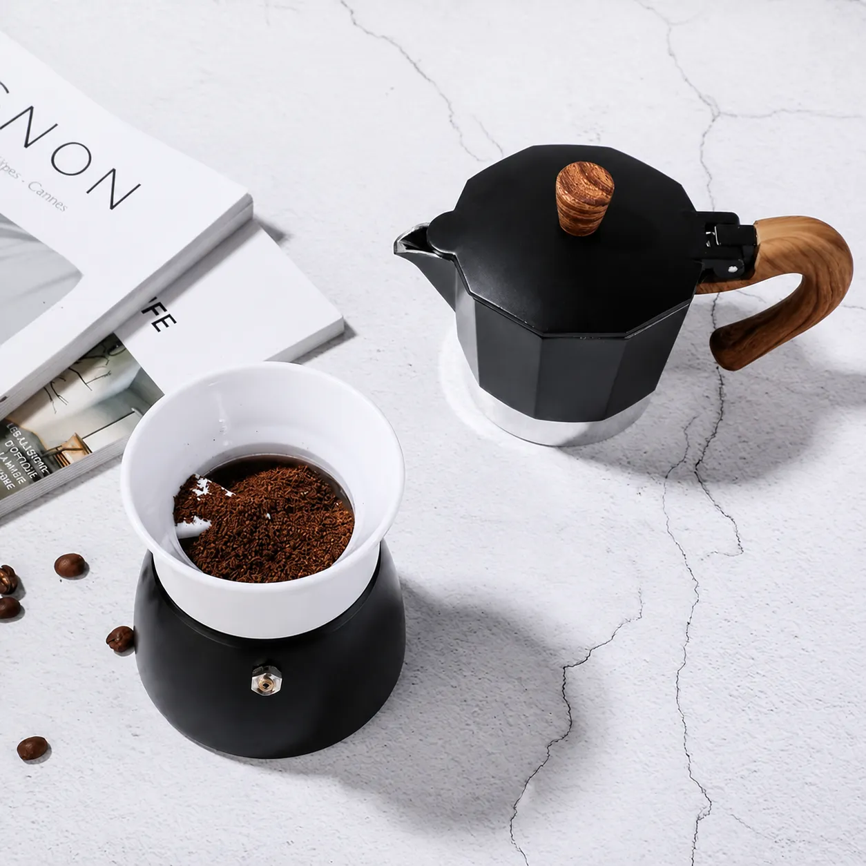 Modern ABS Kaffeepulververteiler Dosierring Für Moka Pot Rotary Anti-Splash Espresso Kaffeebereiter Werkzeug Küchenzubehör