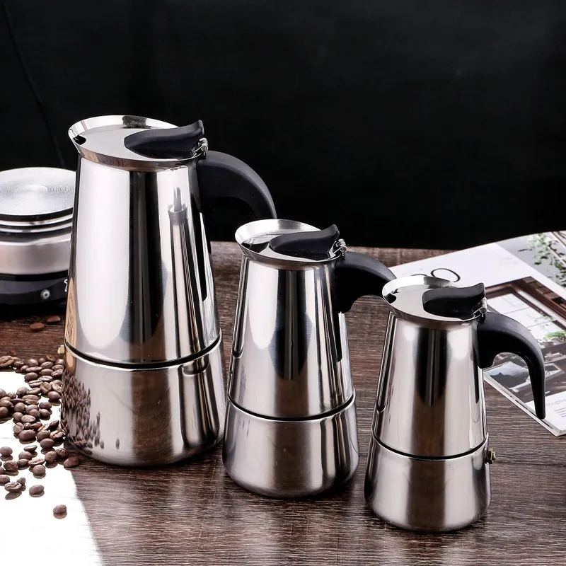 Edelstahl Moka Kanne Italienische Espresso Maschine Herd Kaffee Kanne Tragbare Heim Kaffee Kanne Küchengerät